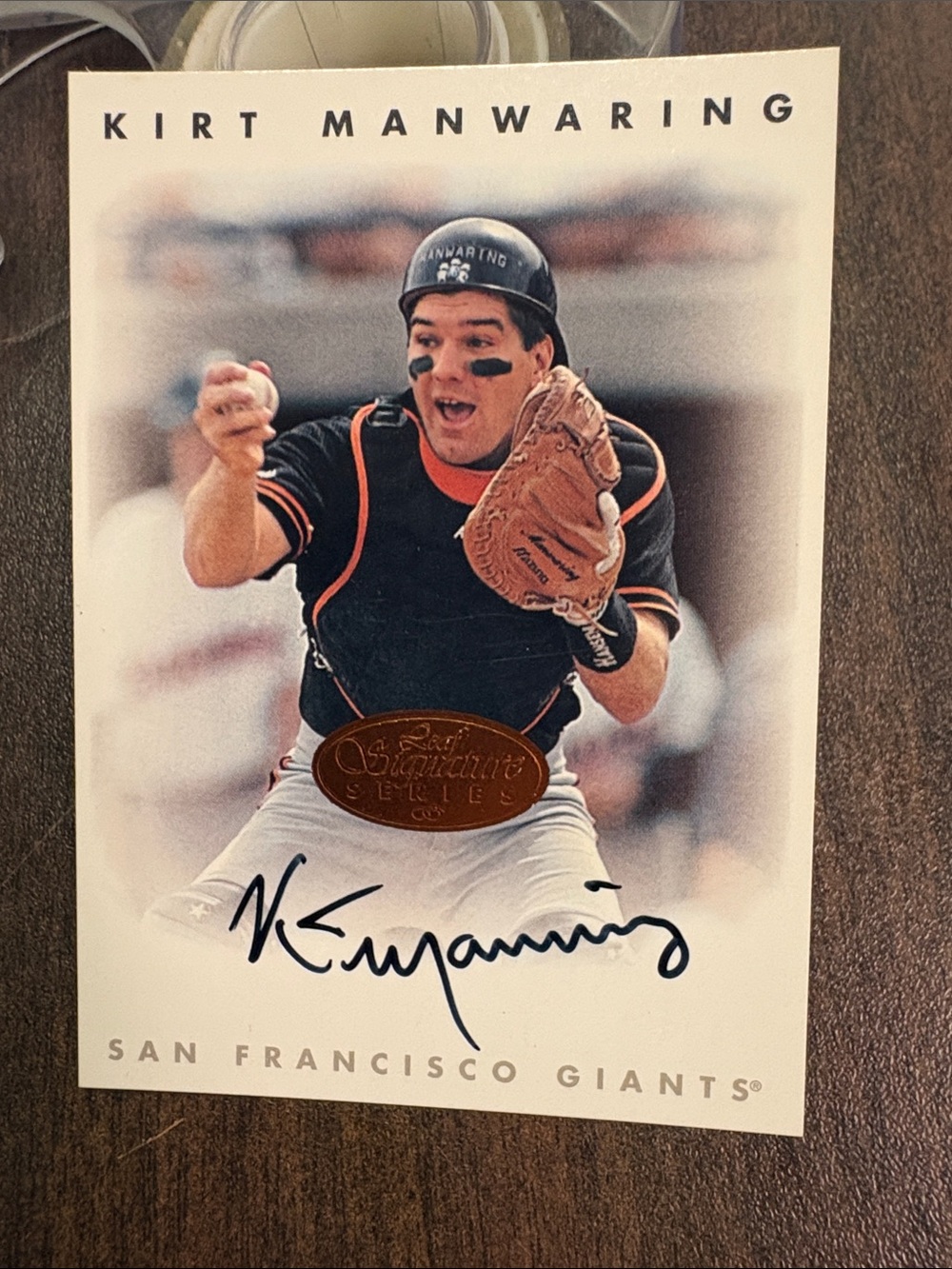 Kurt manwaring autograph 1996 leaf signature series bronze